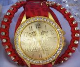 Relógio Dourado Pulseira Strass